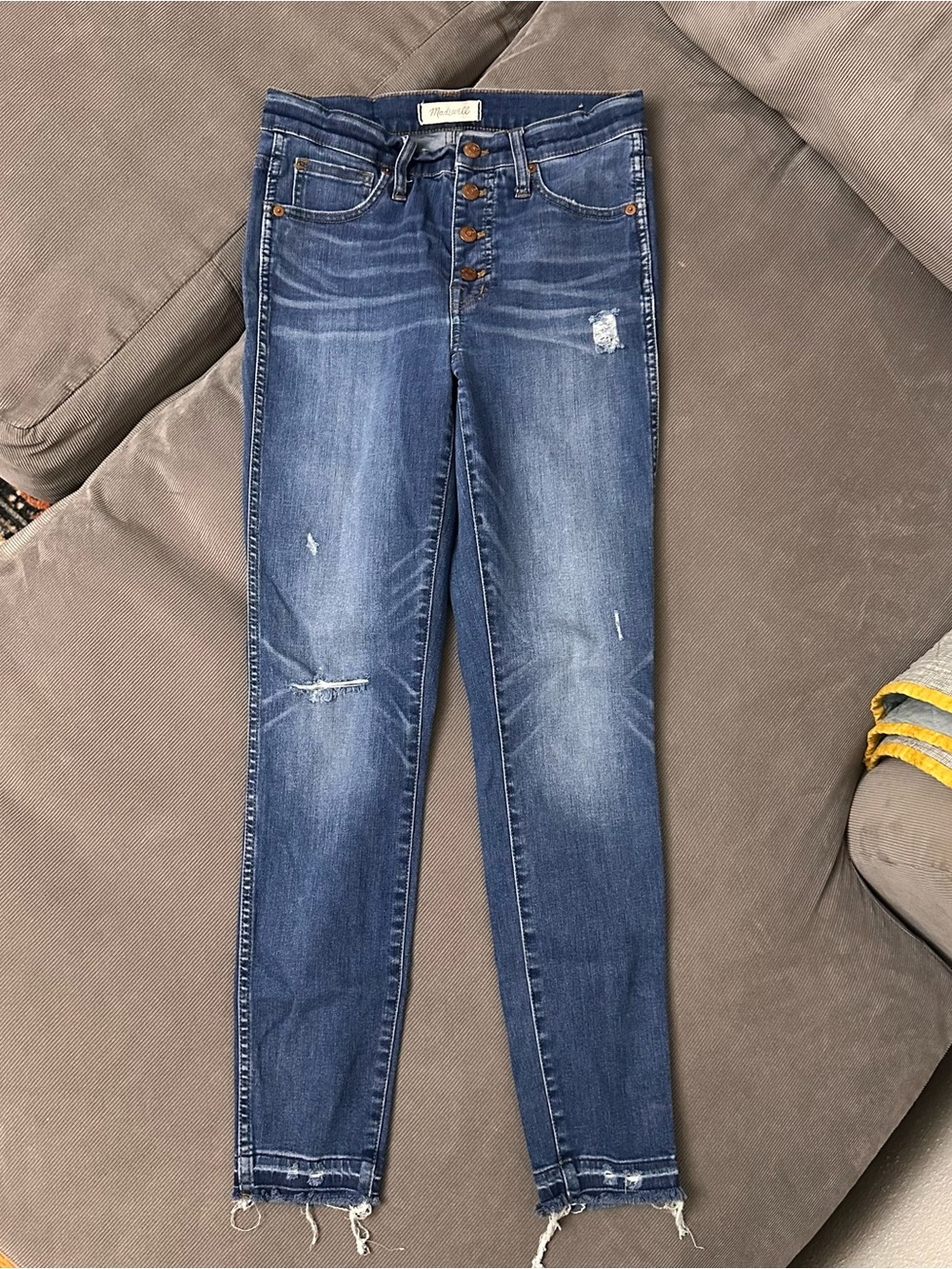 Madewell Jeans Women Size 27 Blue 10” High Rise Skinny Button Fly 28x29 Med Wash